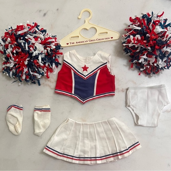 American Girl Just Like You Red  White And Blue Cheer Uniform Pom Pom’s Retired - Picture 3 of 4